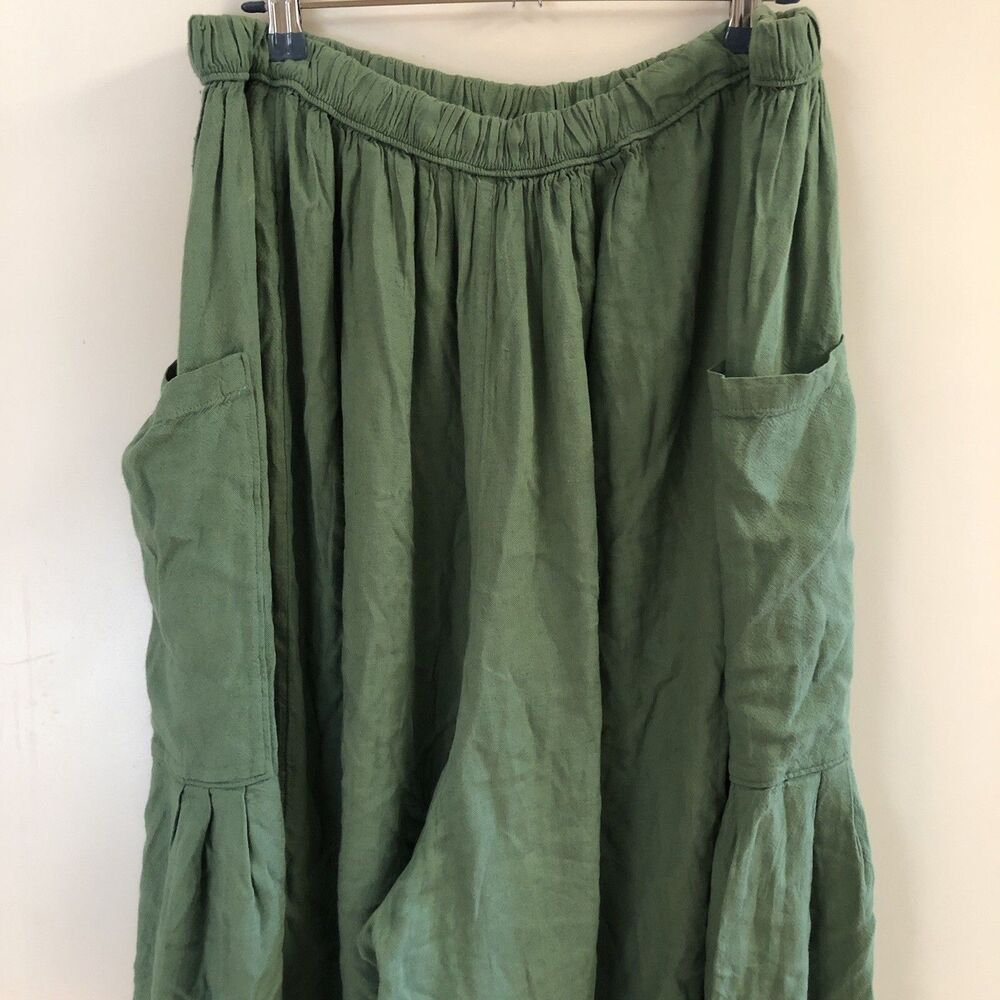 Free People Quinn Pants Pull On Harem Wide Leg Green Large L - Picture 6 of 10
